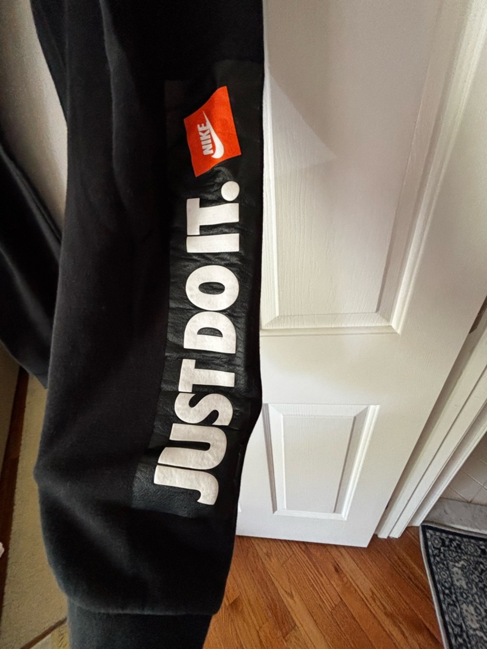 Nike Black Joggers with White 'JUST DO IT.' Side Graphic and Orange Logo size M - Picture 6 of 7